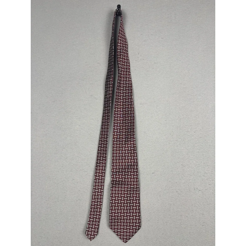 Lauren Ralph Lauren Tie Mens One Size Red Geometric Silk Hand Finished Made USA